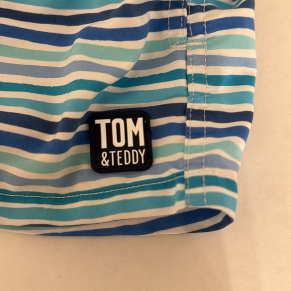TOM & TEDDY Stripe Swim Trunk, Ocean size 1/2 - Picture 3 of 6